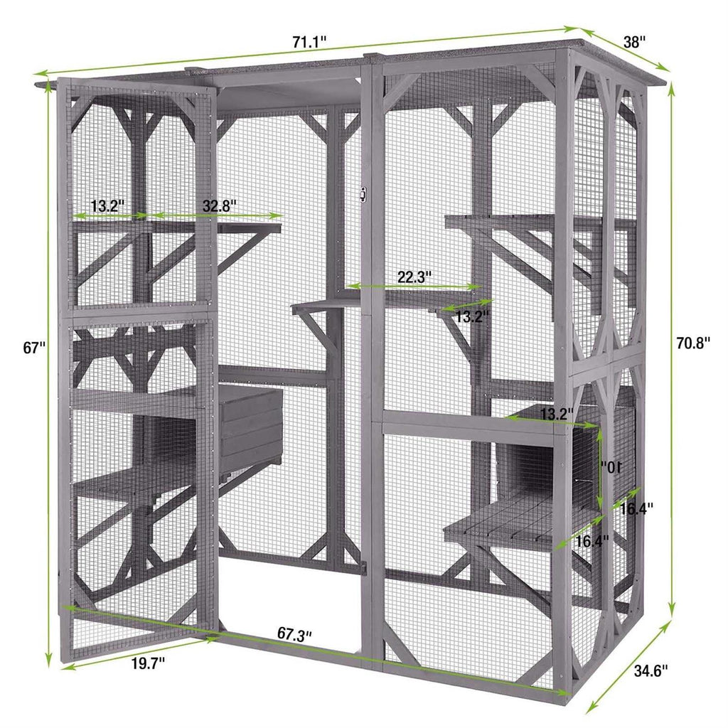 Large Cat House Outdoor Cat Enclosure Indoor Cage Kitty Condo Playpen with Door L207691