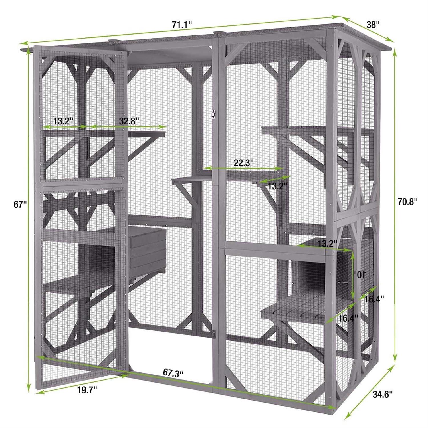 Large Cat House Outdoor Cat Enclosure Indoor Cage Kitty Condo Playpen with Door L207691