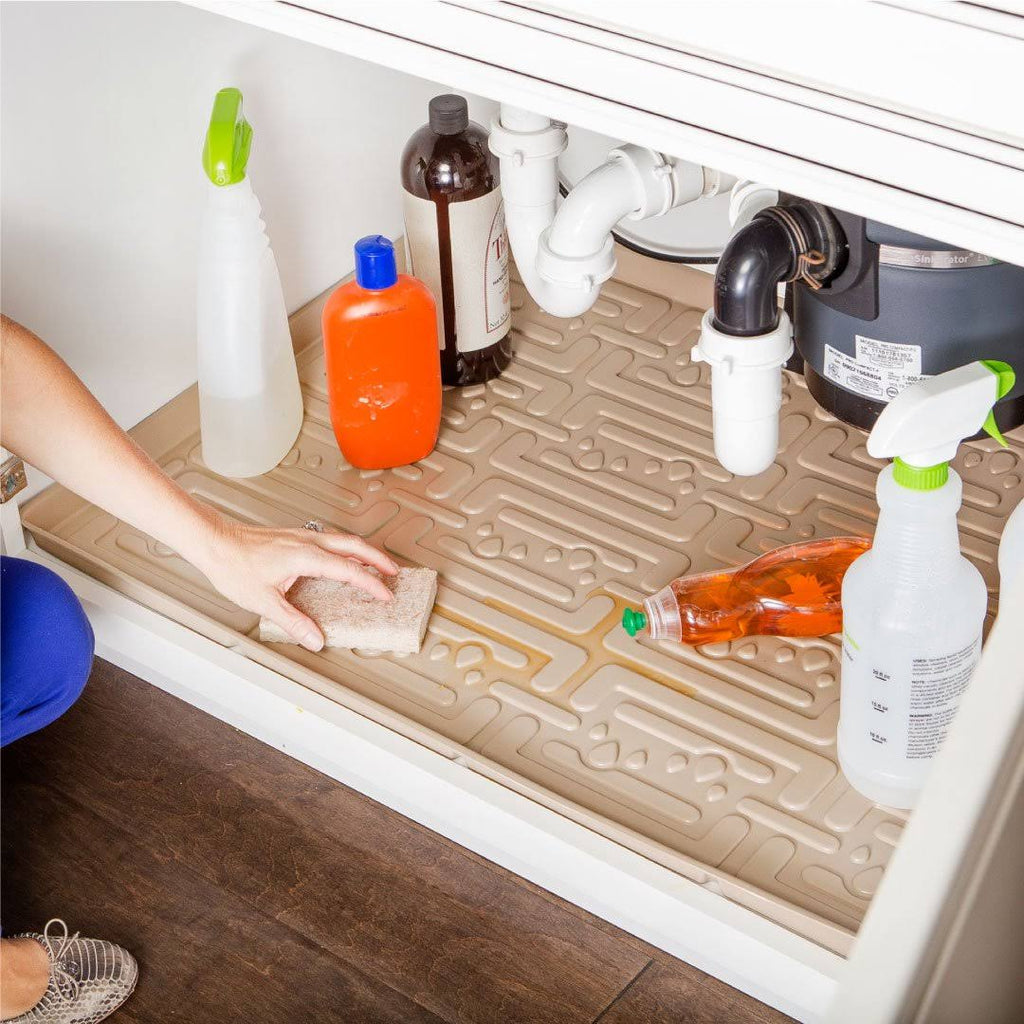 Beige 37 x 22 inch Under Sink Kitchen Cabinet Mat R76131