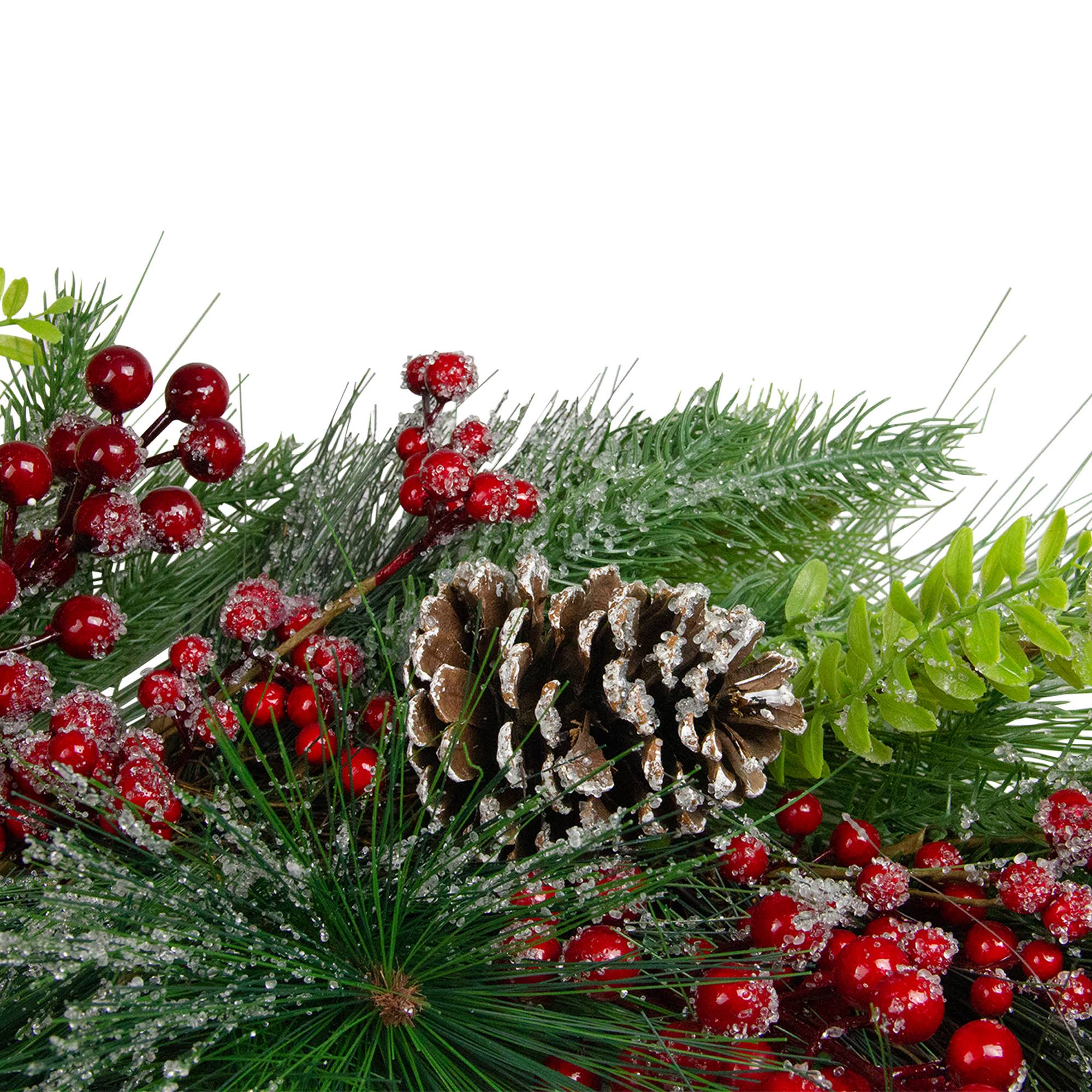 Iced Red Berries and Mixed Pine Artificial Christmas Wreath D82807