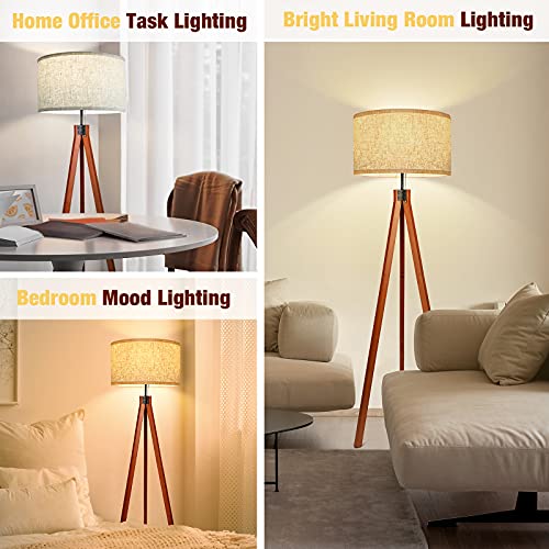 Flaxen Wood Tripod Floor Lamp with E26 Lamp Base T154678