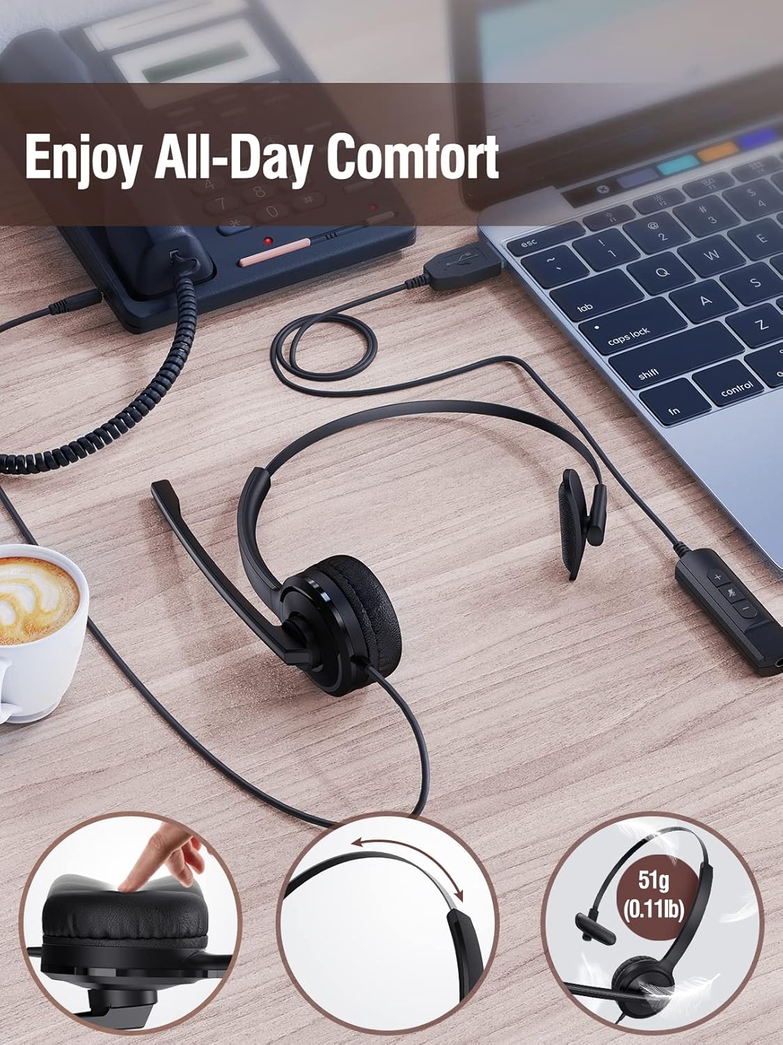 Single-Sided USB Headset with Microphone Noise Cancelling, 2.5mm F1405