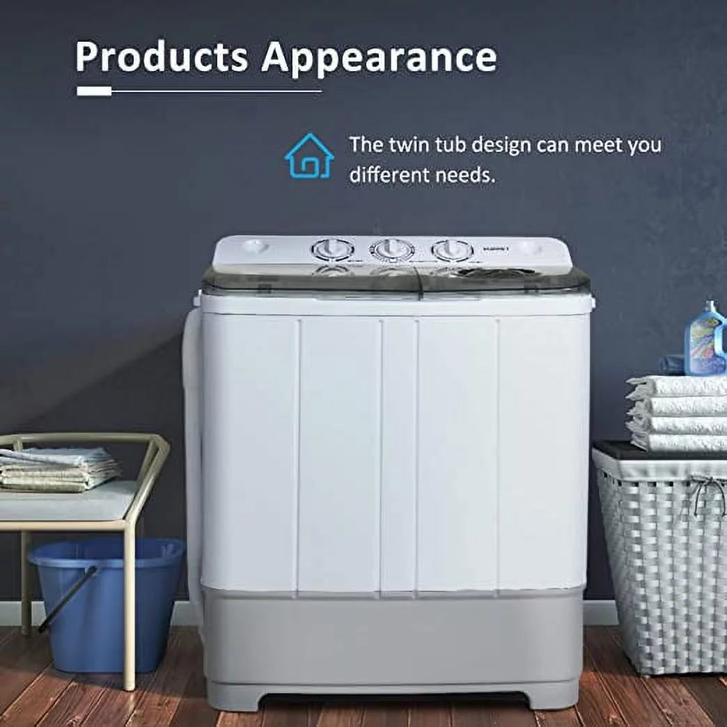 White & Grey Portable Twin Tub Washer Spin Dryer Z17672