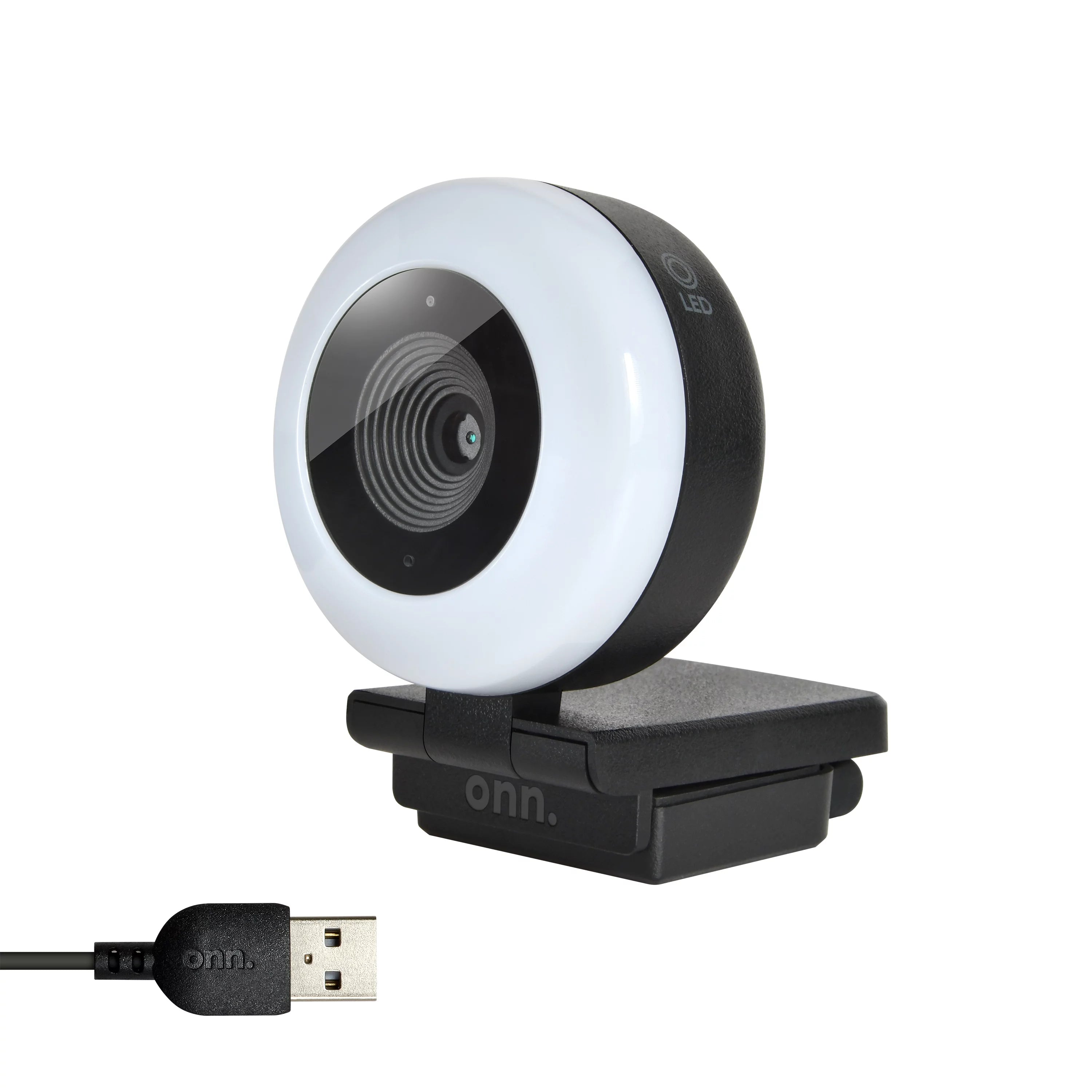 White & Black Webcam with Ring Light Y546