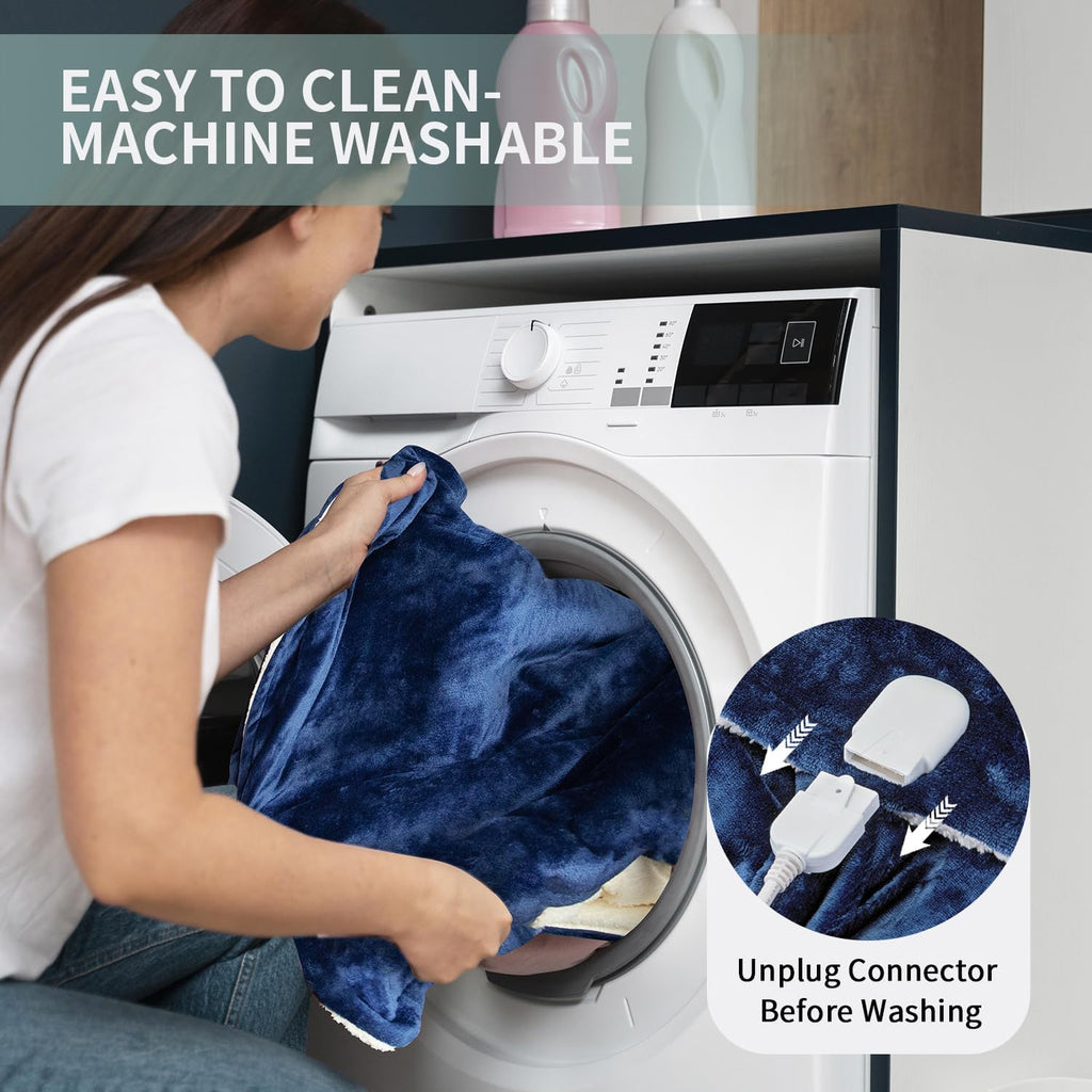 Blue 50" x 60" Flannel Electric Heated Blanket with Hand Controller M553