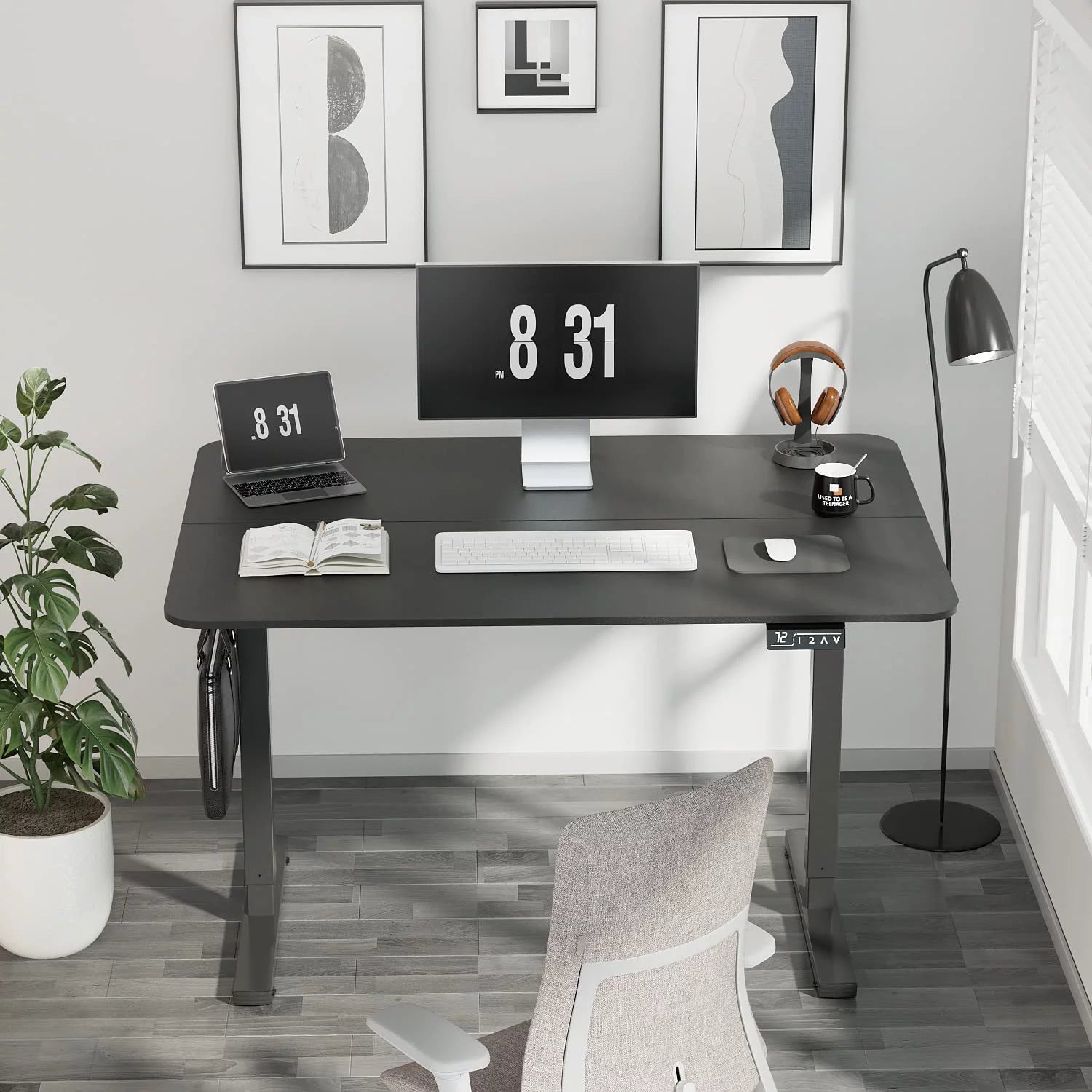White 40 inch Electric Standing Desk B897410