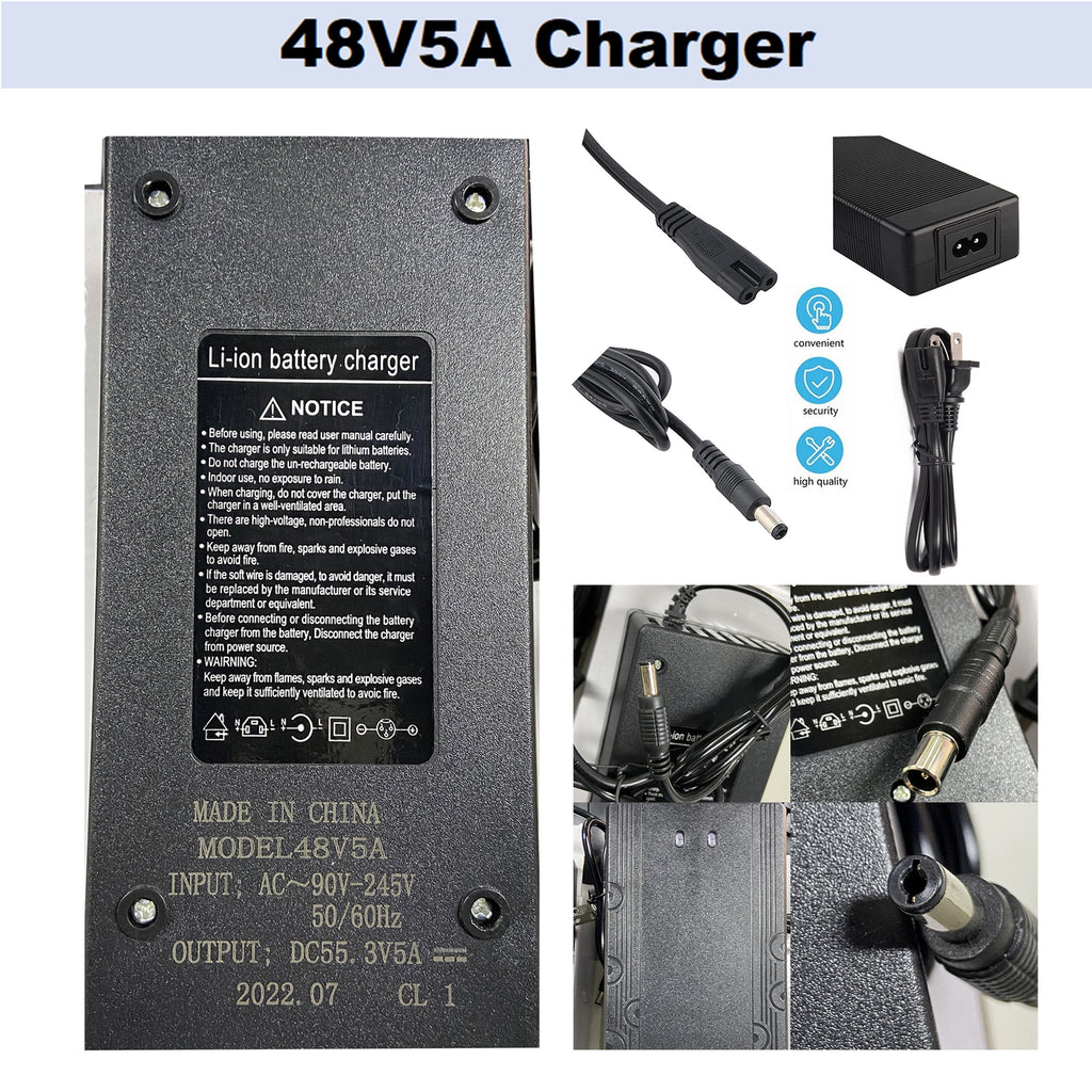 48V 14Ah Lithium Ebike Battery with 5A Fast Charger T Plug L6828