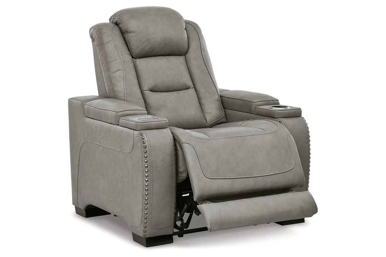 Gray Leather Power Recliner H686309