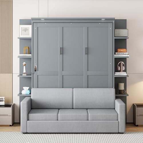 Queen Size Gray Murphy Bed with Sofa C25590