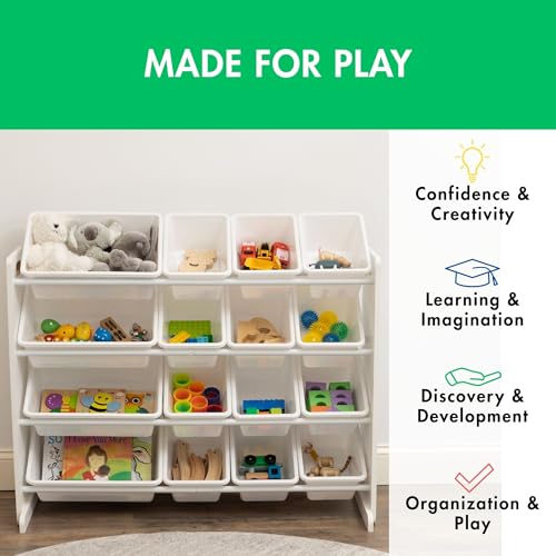 16 Removable Bins Grey White Toy Storage Organizer O894168