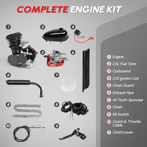 100cc 2 Stroke Gas Bicycle Engine Motor Kit for 26-28" V-Frame Bikes N790658