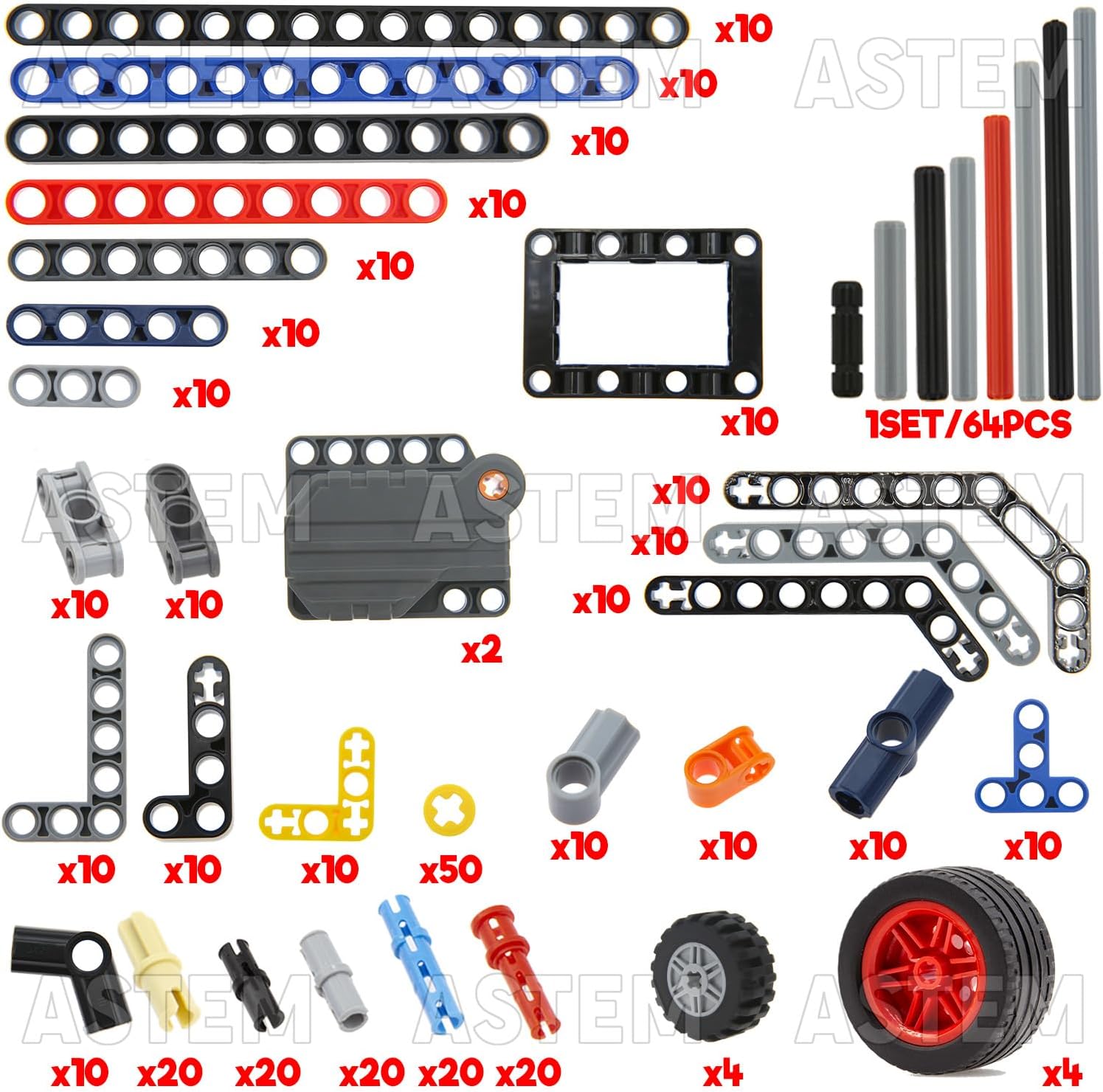Regular-Sized Mechanical Building Block Parts Include Brick, Bush, Technic Pin Z943