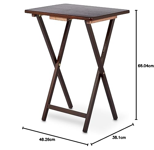 4-Pack Black Rectangular Folding Tray Table with Storage Rack K84843
