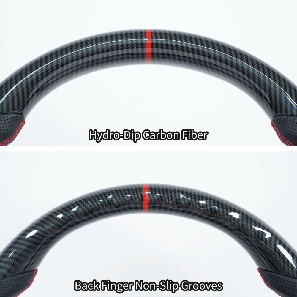 Carbon Fiber Perforated Leather Grip Steering Wheel H8370