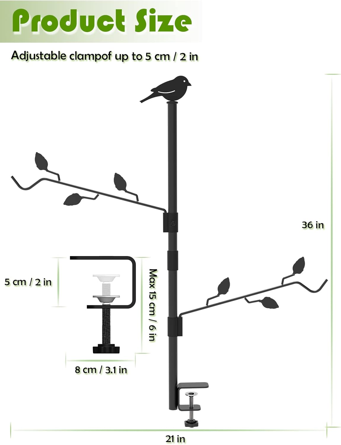 Deck Bird Feeder Pole with 2 Adjustable Branches W5580