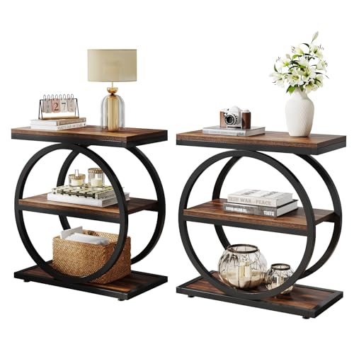 3-Tier Narrow Wood Side Table with Storage U895579