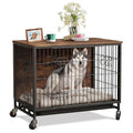 Brown Black Metal Dog Crate with Shelves W34545