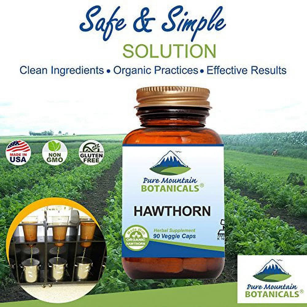 90 Kosher Vegan Capsules 1000mg Organic Hawthorn Berry A747