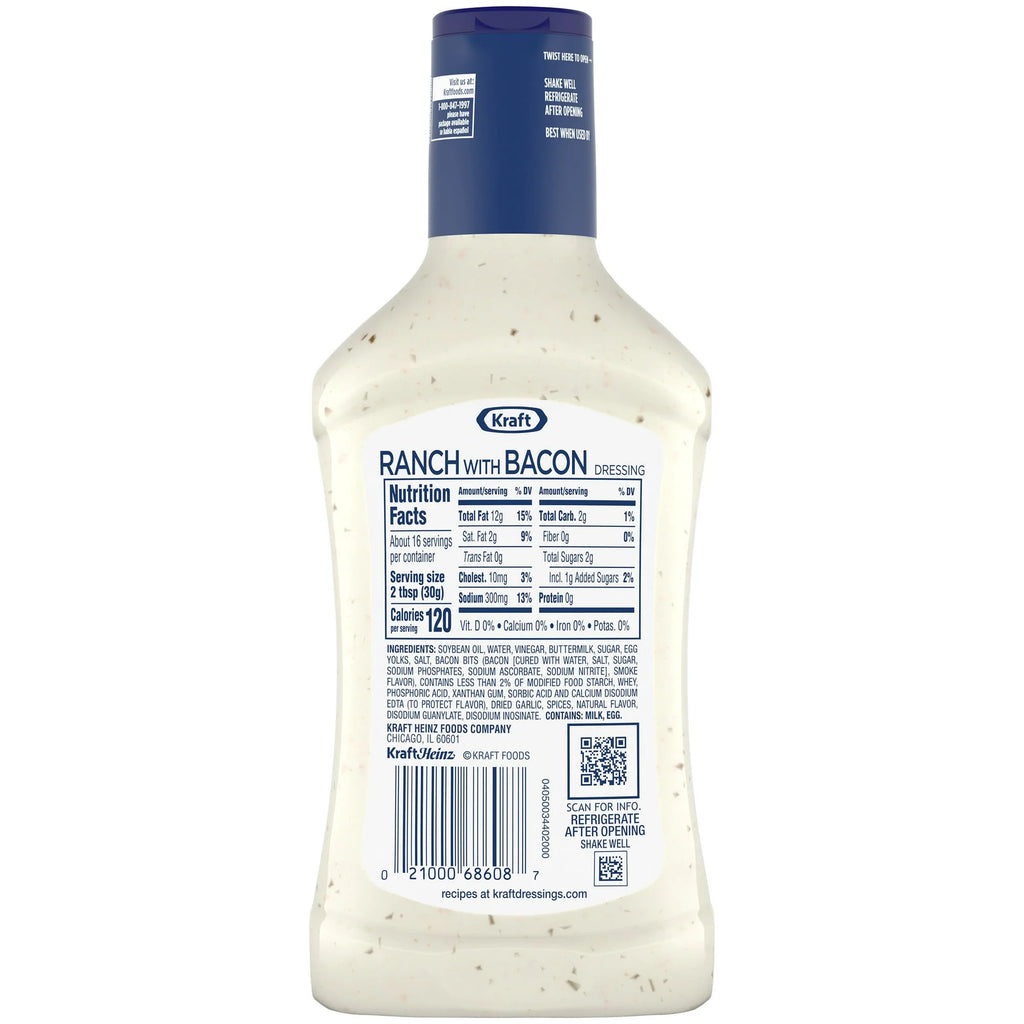 16 fl oz Bottle Pack of 2 Ranch Salad Dressing with Bacon S77351