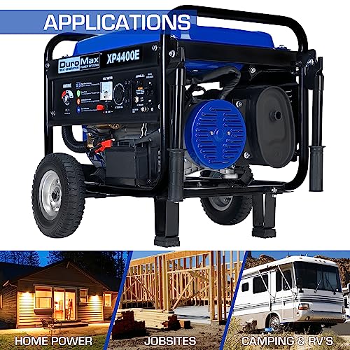 Blue Black Gas Powered Portable Generator 4400 Watt Electric Start H42511