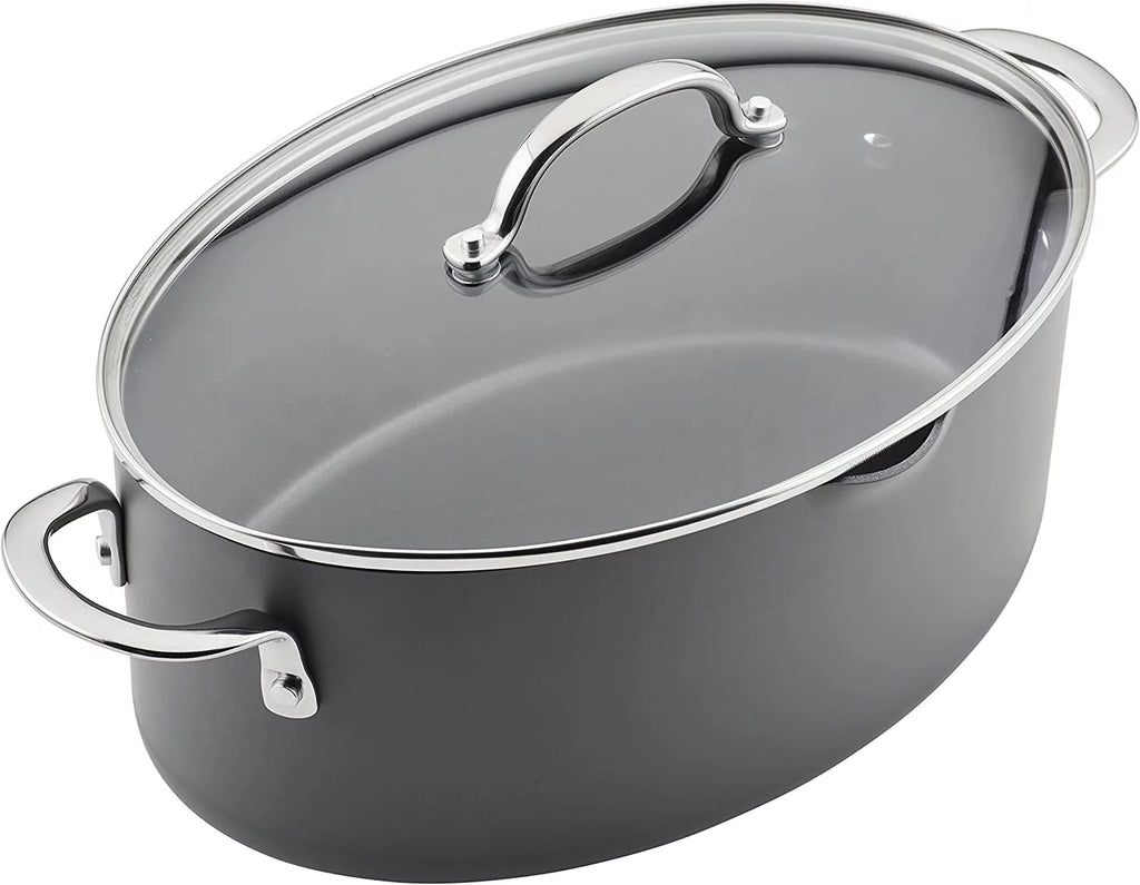 Hard Anodized 8 Quart Non-stick Oval Pasta Pot and Braiser Y660891