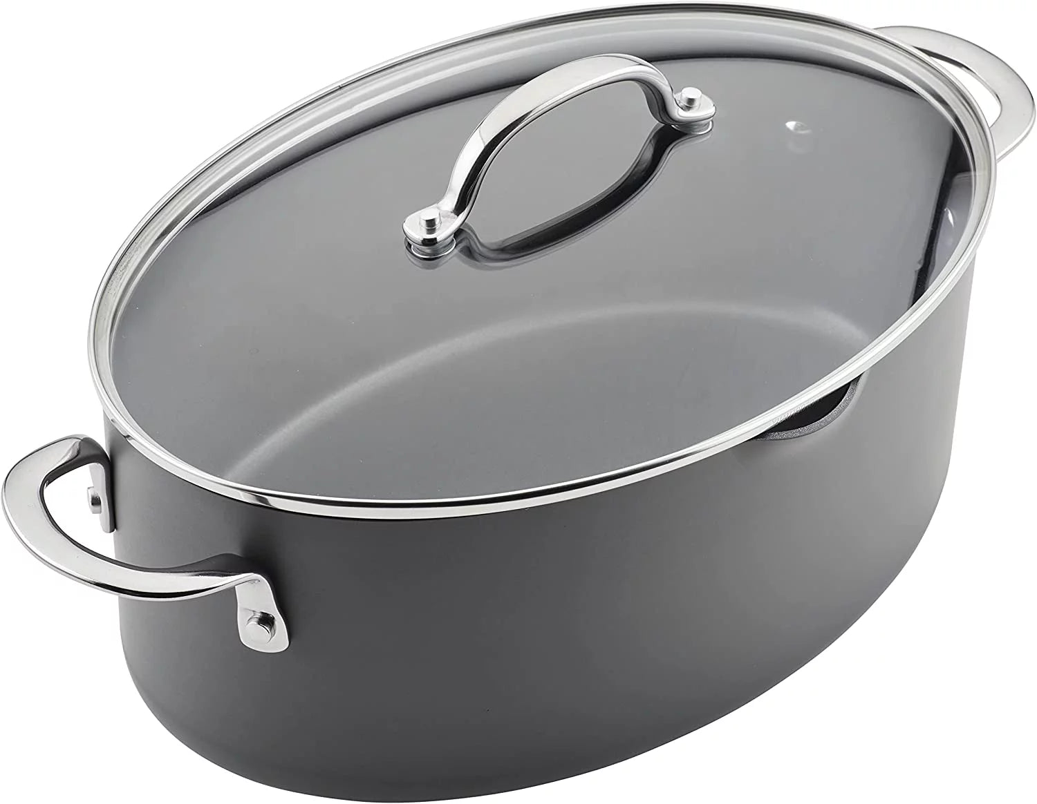 Hard Anodized 8 Quart Non-stick Oval Pasta Pot and Braiser Y660891