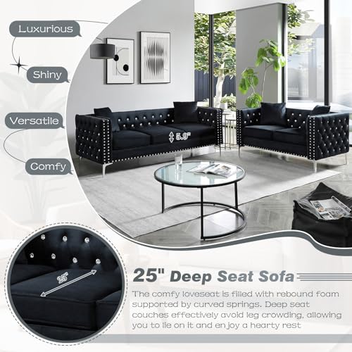 Blue Velvet 2 Piece Sofa Set D426