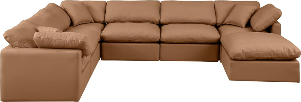 Cognac Vegan Leather Sectional X434970