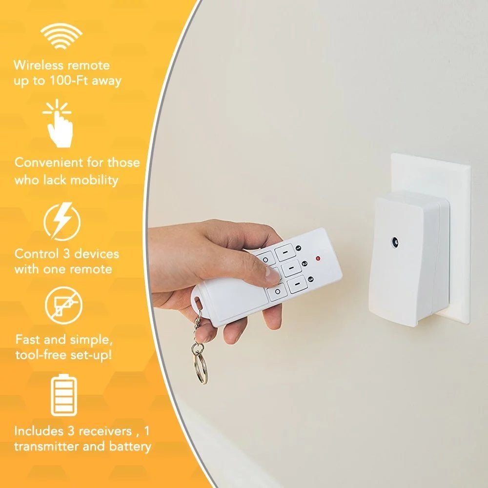 White 3-Pack Wireless Remote Control with 3 Outlets B44806