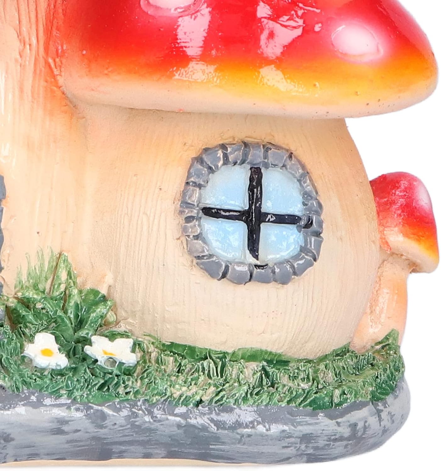 Red Synthetic Resin Mushroom House Sculpture 3.9x3.1x3.7 inch U528