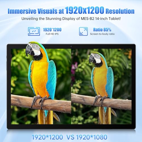 Space Gray 14 Inch Android 13 Tablet with 1200P IPS HD Screen, 8 Core, 6GB+128GB, Wi-Fi 5, 10000mAh Battery, 5MP+32MP Cameras E788