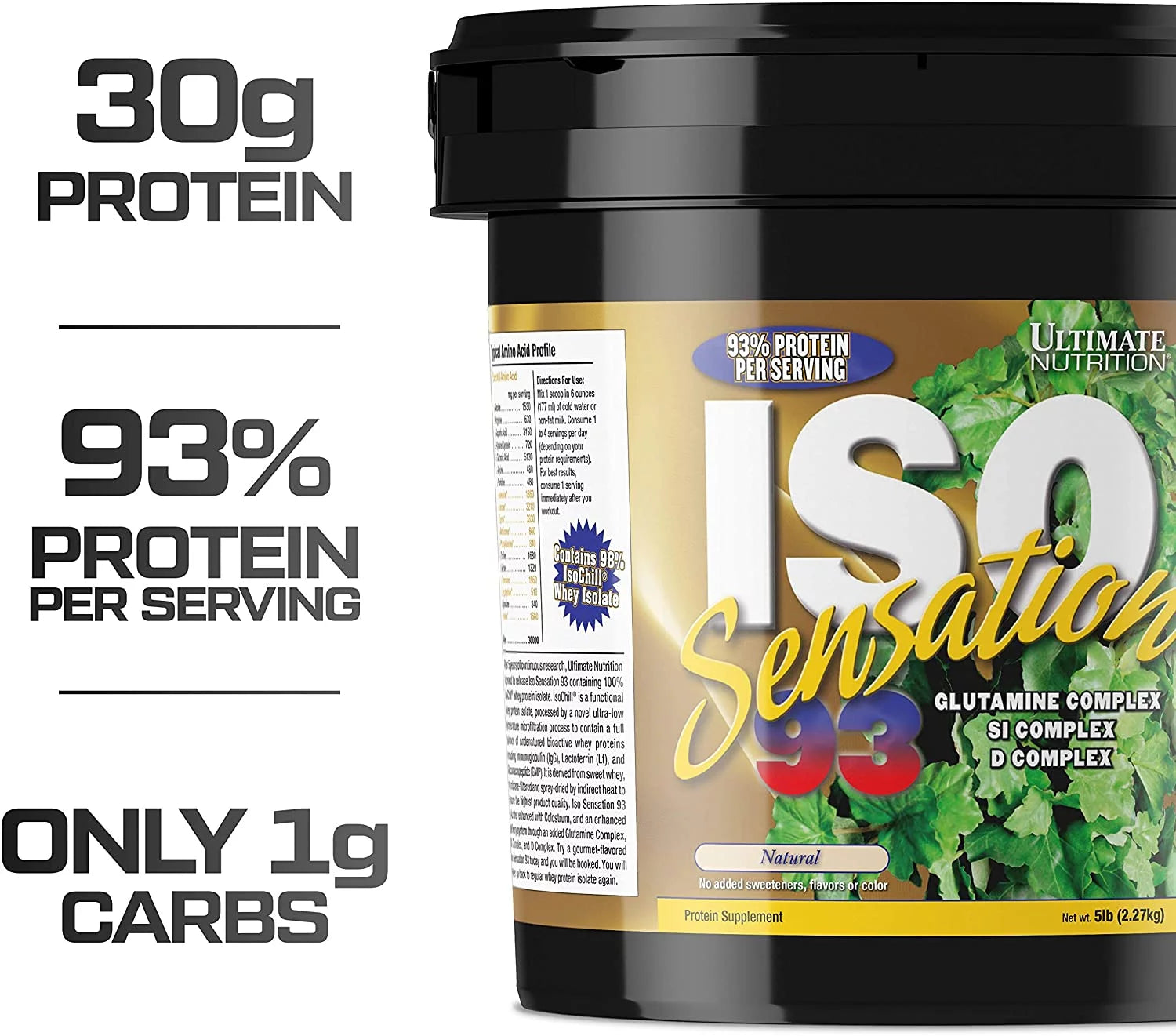 Natural Whey Protein Isolate Powder, 5lb G8334