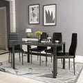 Glass Dining Table and 4 PU Leather Chair F170