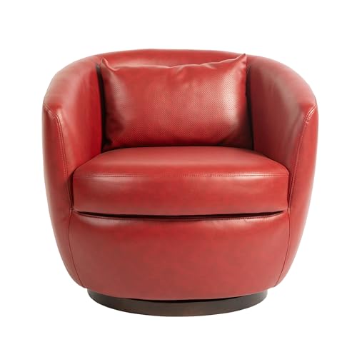 Light Beige PU Leather Swivel Barrel Chair with Hidden Storage O6035
