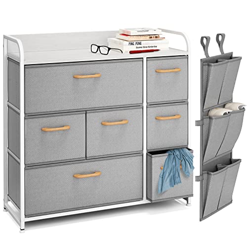 Gray 4 Drawer Fabric Dresser N4481