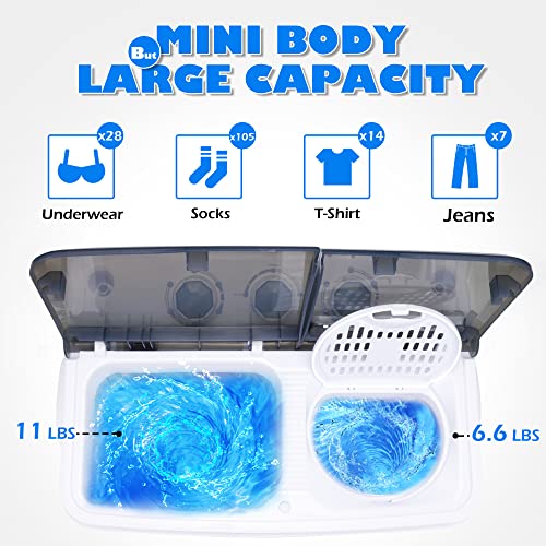 Portable Twin Tub Washer and Dryer Combo with Gravity Drain Pump S262210