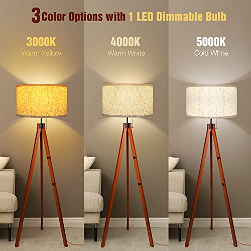 Flaxen Wood Tripod Floor Lamp with E26 Lamp Base T154678