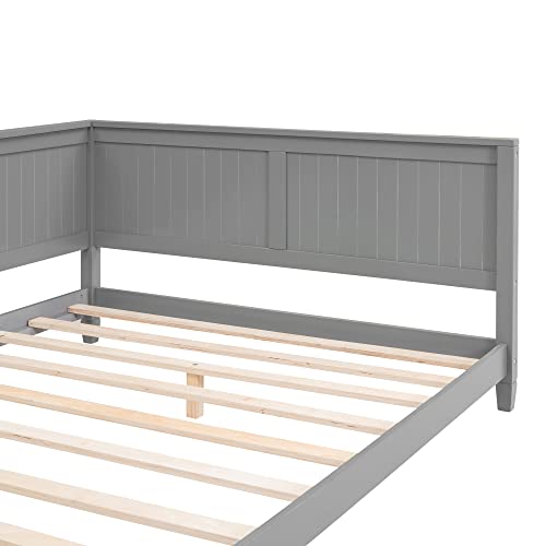 Full Daybed Frame, Full Size Platform Bed with Slat Support, Wood Full Sofa Bed Y586226