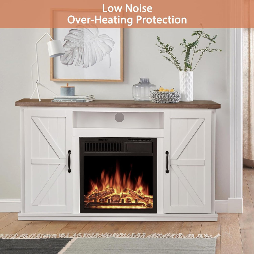 47" Fireplace Mantel Wood Surround Tv Stand Freestanding Corner Heater Infrared Quartz Heater Adjustable Led Flame Remote Control X7925