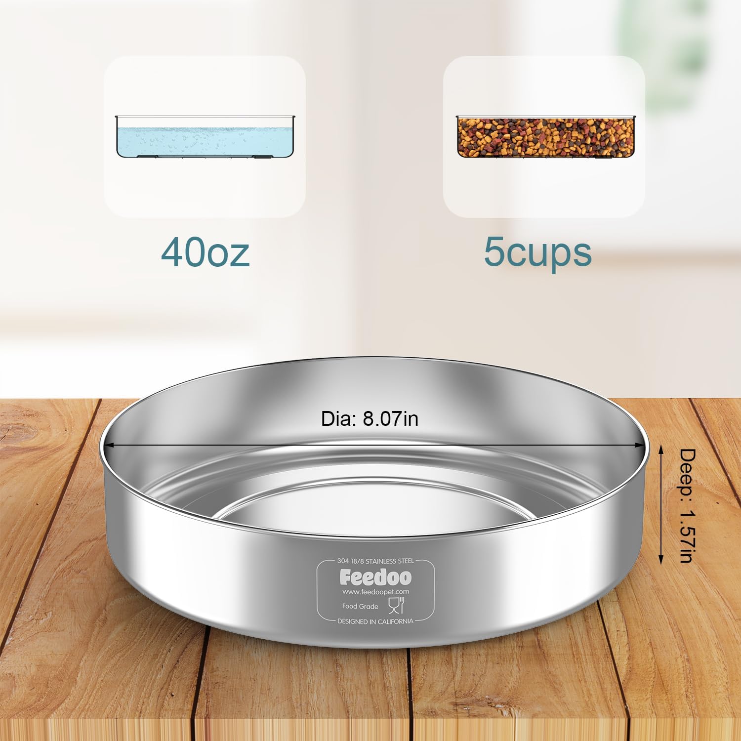 Stainless Steel Dog Bowl with Rubber Base, 42oz G887692