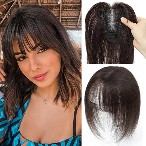 Human Hair Toppers with Bangs Clip in Hair Extensions V7521