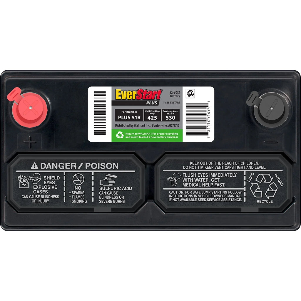 Lead Acid Automotive Battery, Group Size 51R 12 Volt, 425 CCA J642720