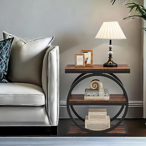 3-Tier Narrow Wood Side Table with Storage U895579