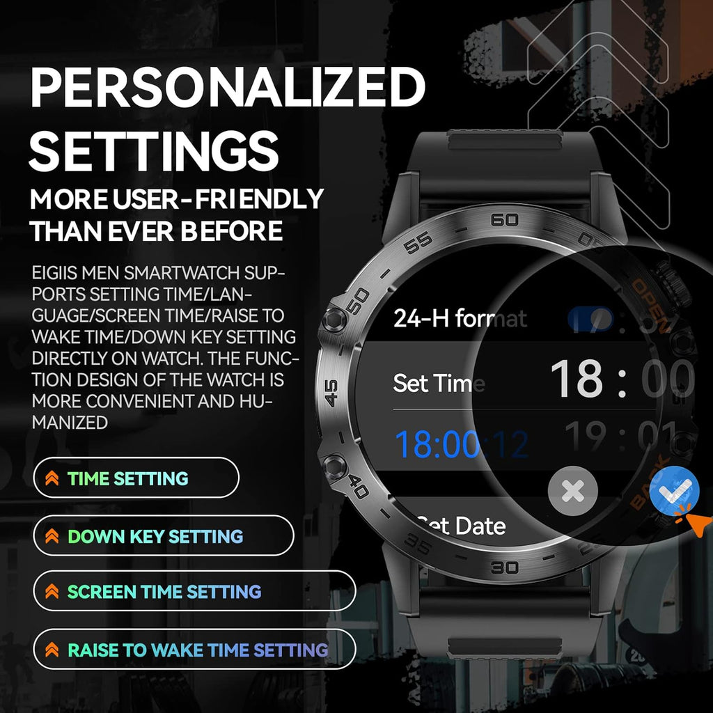 Rugged Tactical Smartwatch 1.39'' HD Screen Black Z4622