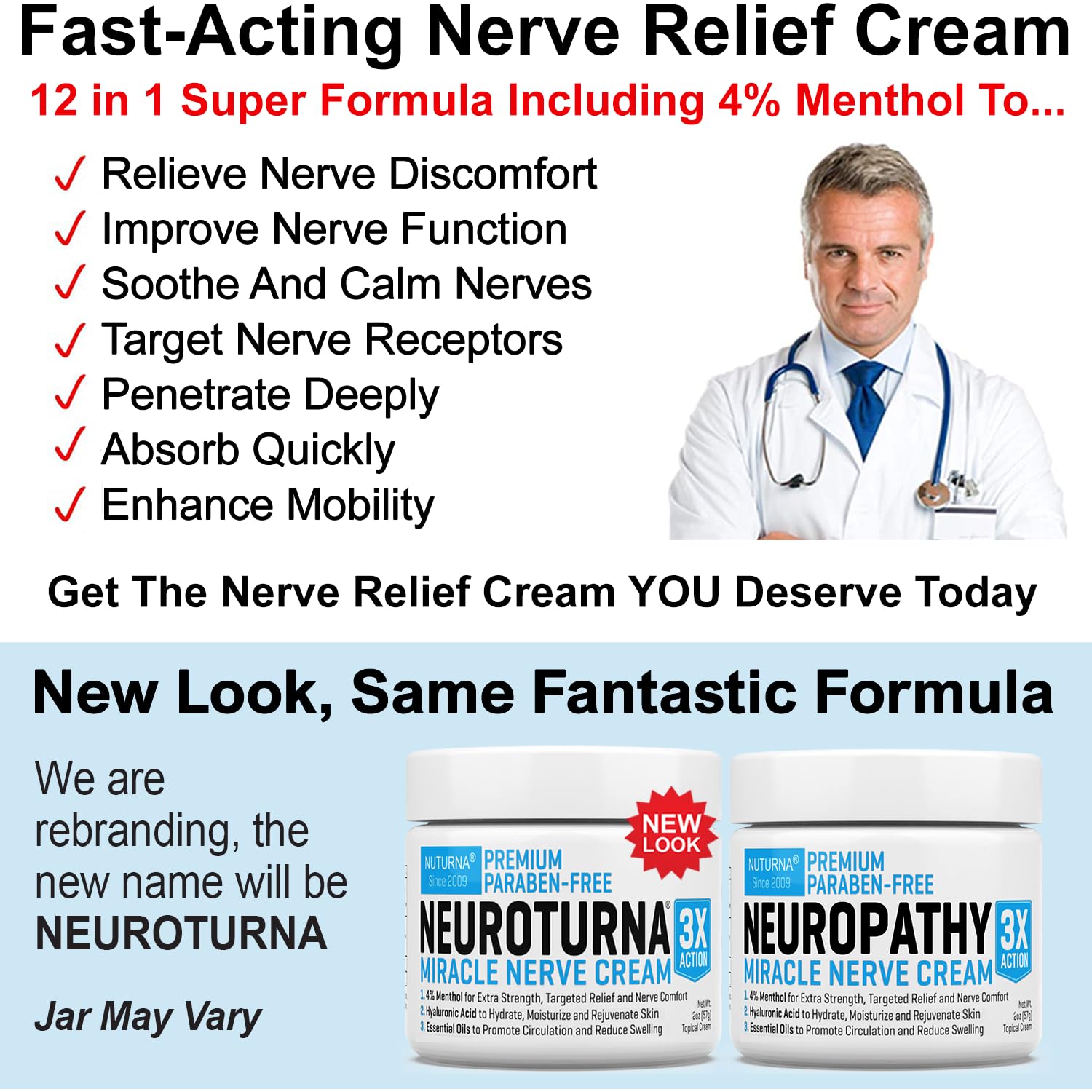 Nerve Relief Cream with 4% Menthol MSM 6 Oz P63709