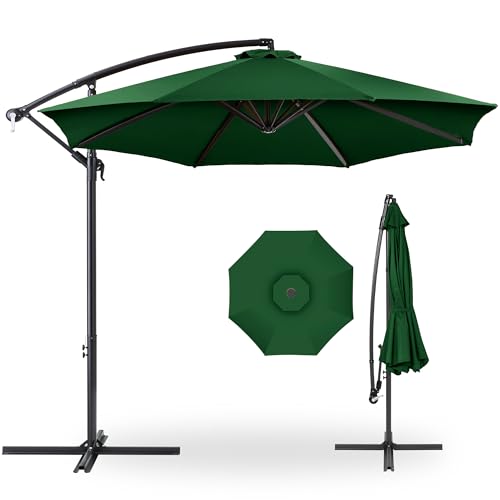 10ft Offset Hanging Patio Umbrella with Polyester Shade P709458