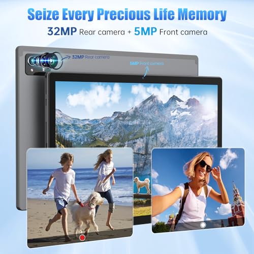 Space Gray 14 Inch Android 13 Tablet with 1200P IPS HD Screen, 8 Core, 6GB+128GB, Wi-Fi 5, 10000mAh Battery, 5MP+32MP Cameras E788