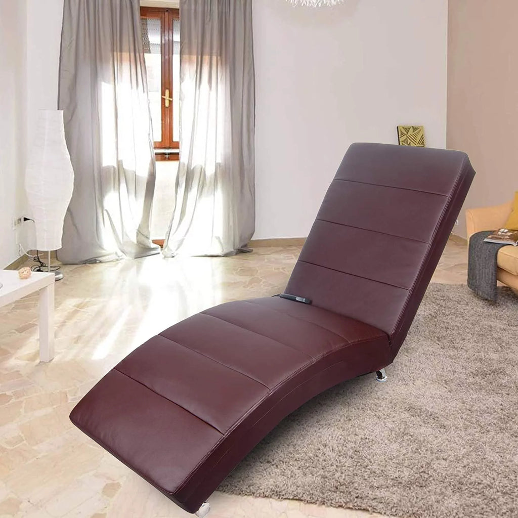 Brown PU Leather Electric Vibrating Recliner Chair with Heating T854932