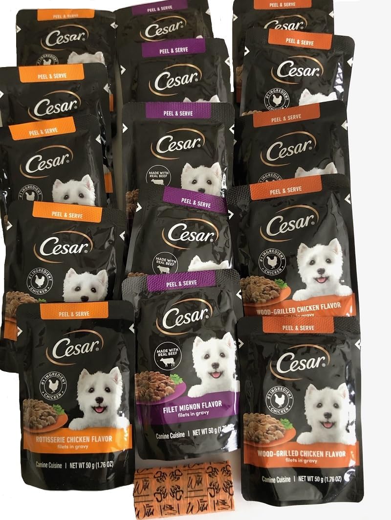 15 Pouches 1.76oz Each Dog Food Variety Pack with Waste Bag Roll D372444