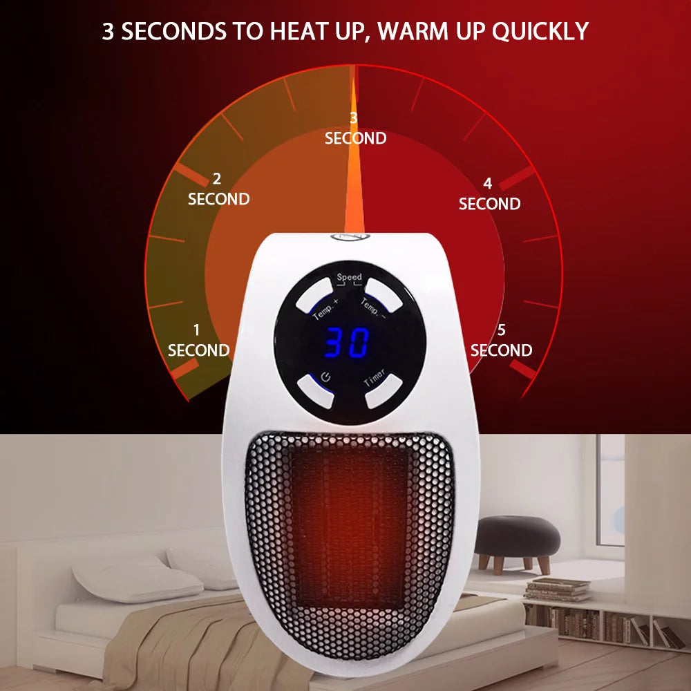 500W Plug-in Space Heater with Adjustable Thermostat and Timer A944903